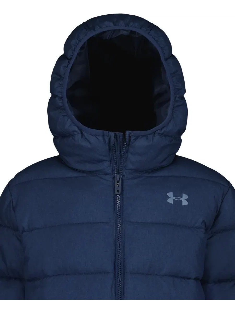 Детская куртка-пуховик с капюшоном и принтом Under Armour — изображение 5 из 9, темно-синий