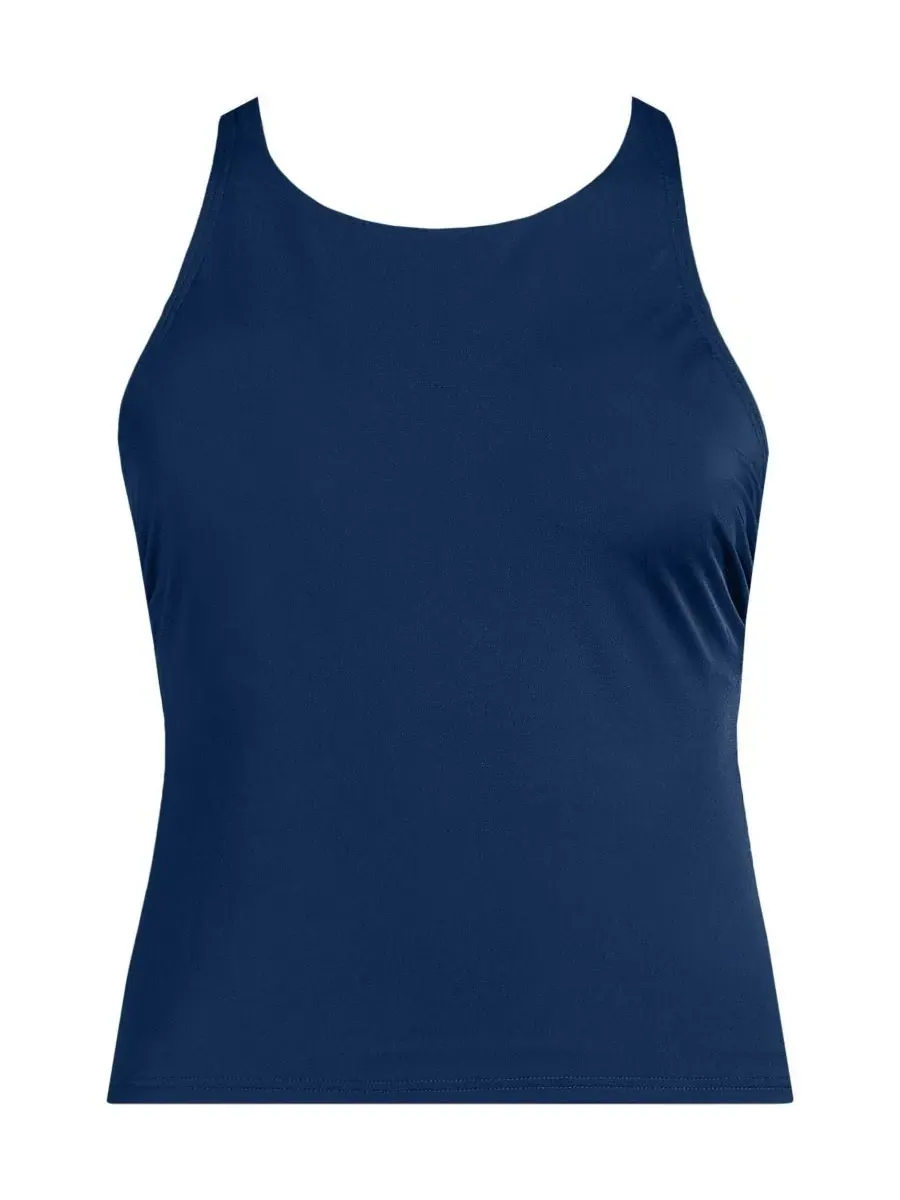 Танкини-топ с высоким вырезом и открытой спиной Petite Tugless High Neck Strappy Back Tankini Top — изображение 3 из 4