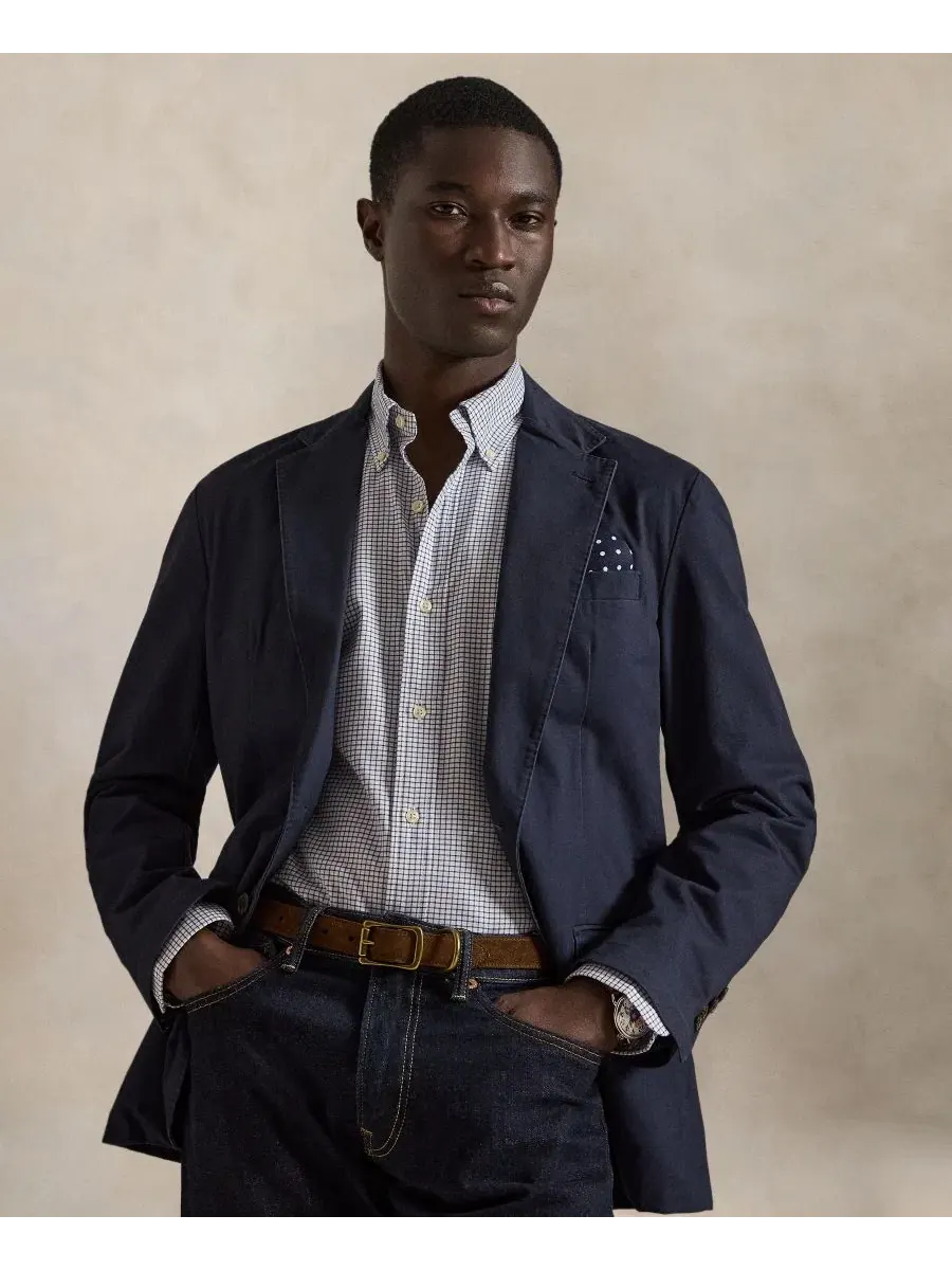 Мужская рубашка с длинным рукавом и принтом в полоску Polo Ralph Lauren — изображение 3 из 6, белый/темно-синий