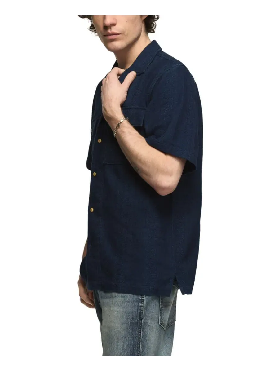 Рубашка с коротким рукавом классического кроя Indigo Stripe Lucky Brand — изображение 2 из 4, индиго