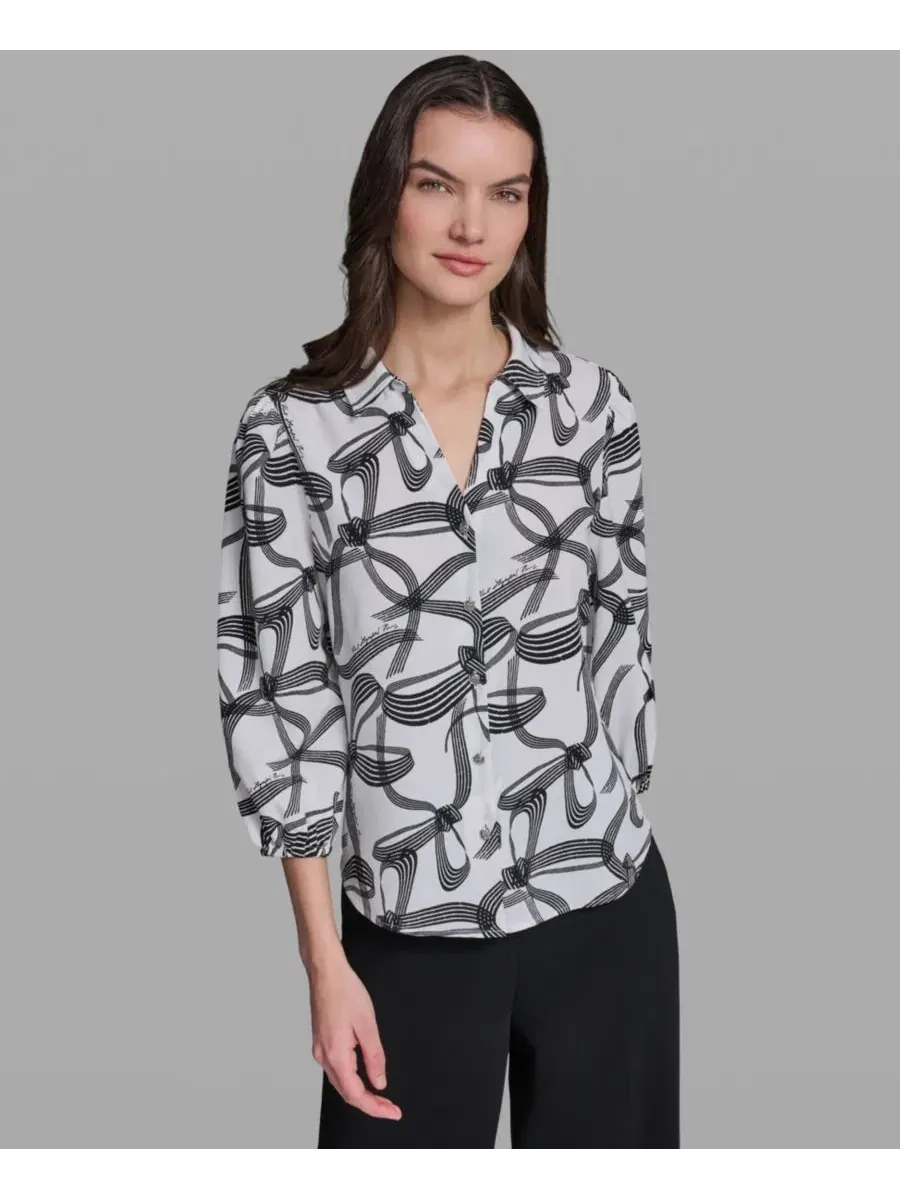 Топ с воротником и принтом Bow Print KARL LAGERFELD PARIS