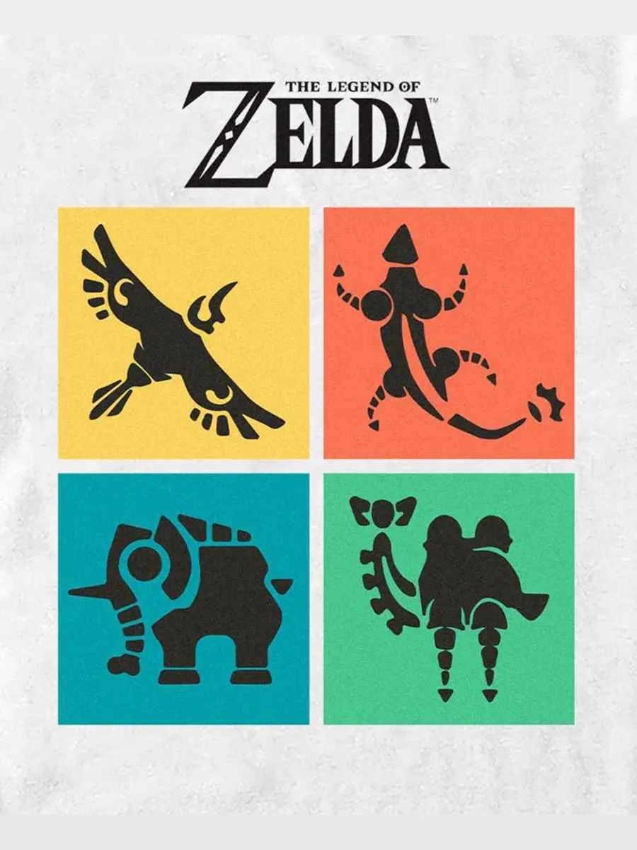 Футболка с принтом Nintendo Zelda Divine Beasts Fifth Sun — изображение 3 из 3, белый