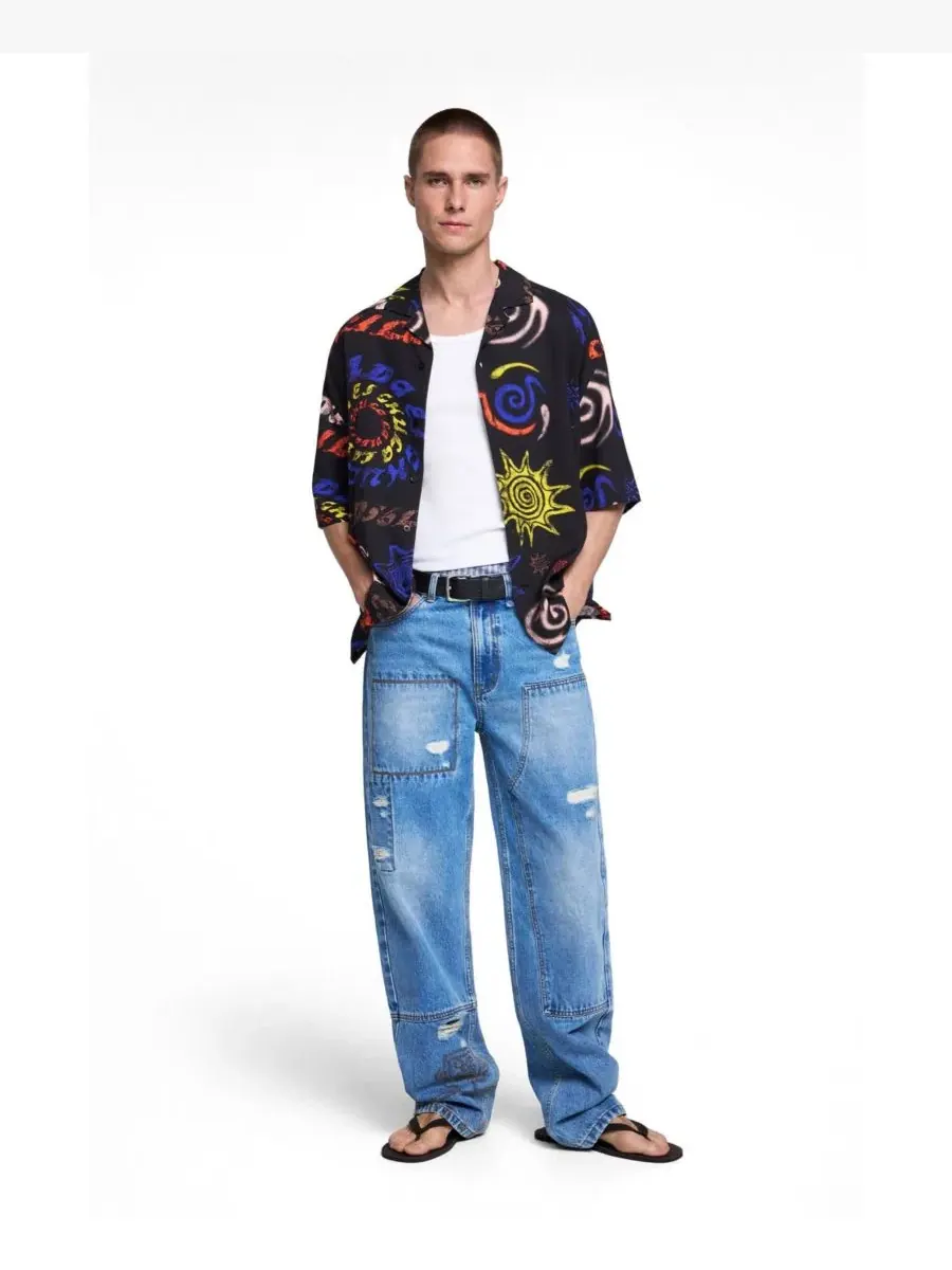 Мужская рубашка с принтом Desigual — изображение 2 из 5, синий