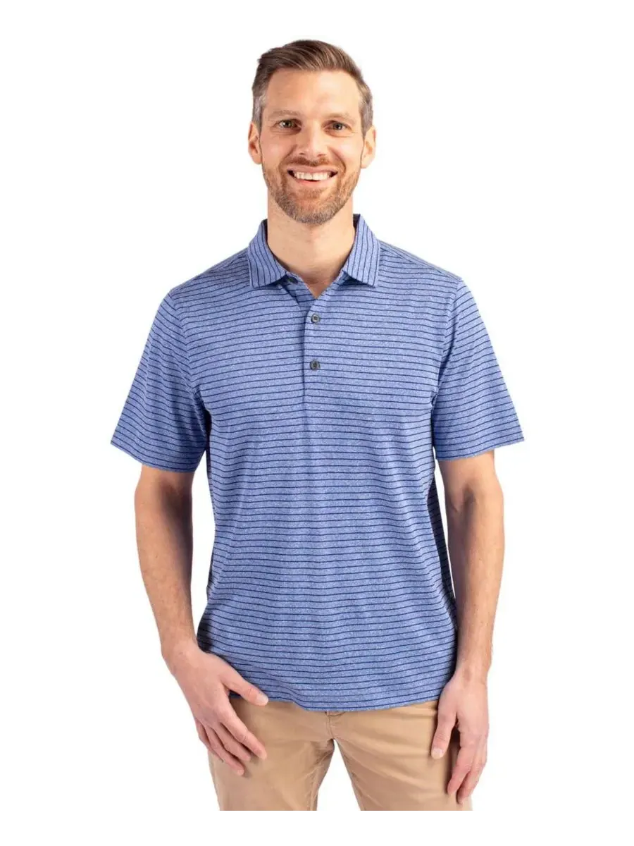 Мужская поло-рубашка Forge Eco Heather Stripe Stretch Recycled Shirt Cutter & Buck — изображение 1 из 3, синий