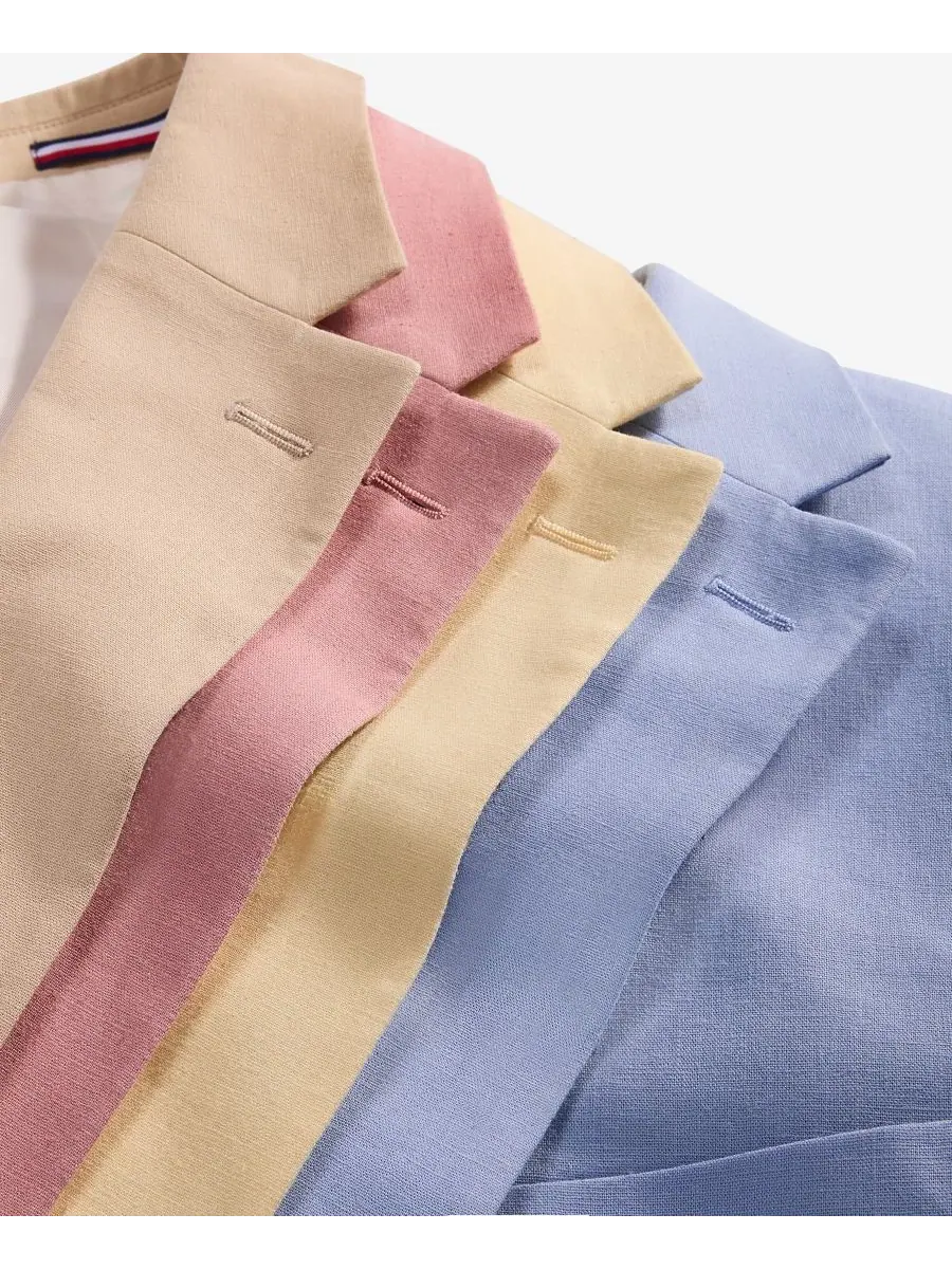 Мужской пиджак современного кроя из льняной смеси Tommy Hilfiger — изображение 5 из 5, розовый