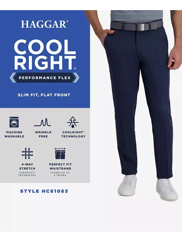 Брюки Cool Right Performance Flex Slim Fit с плоской передней частью Haggar — изображение 5 из 7, серый