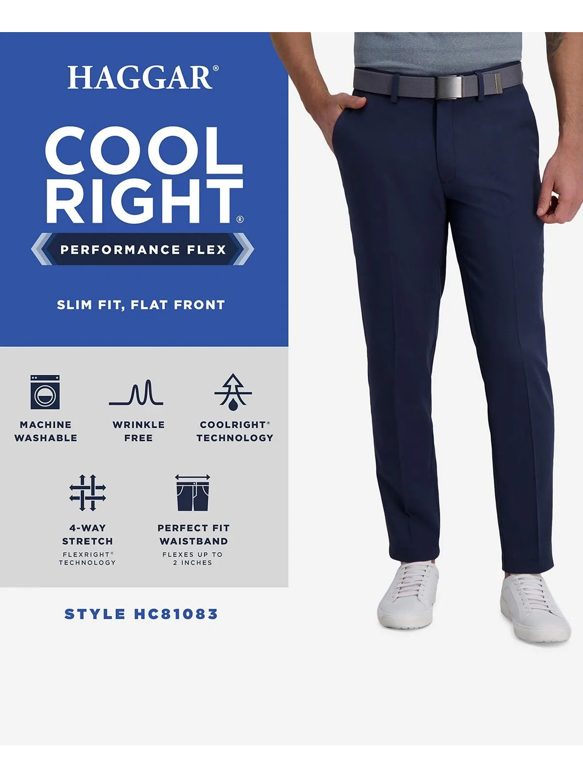 Брюки cool right performance flex slim fit flat front Haggar — изображение 5 из 7