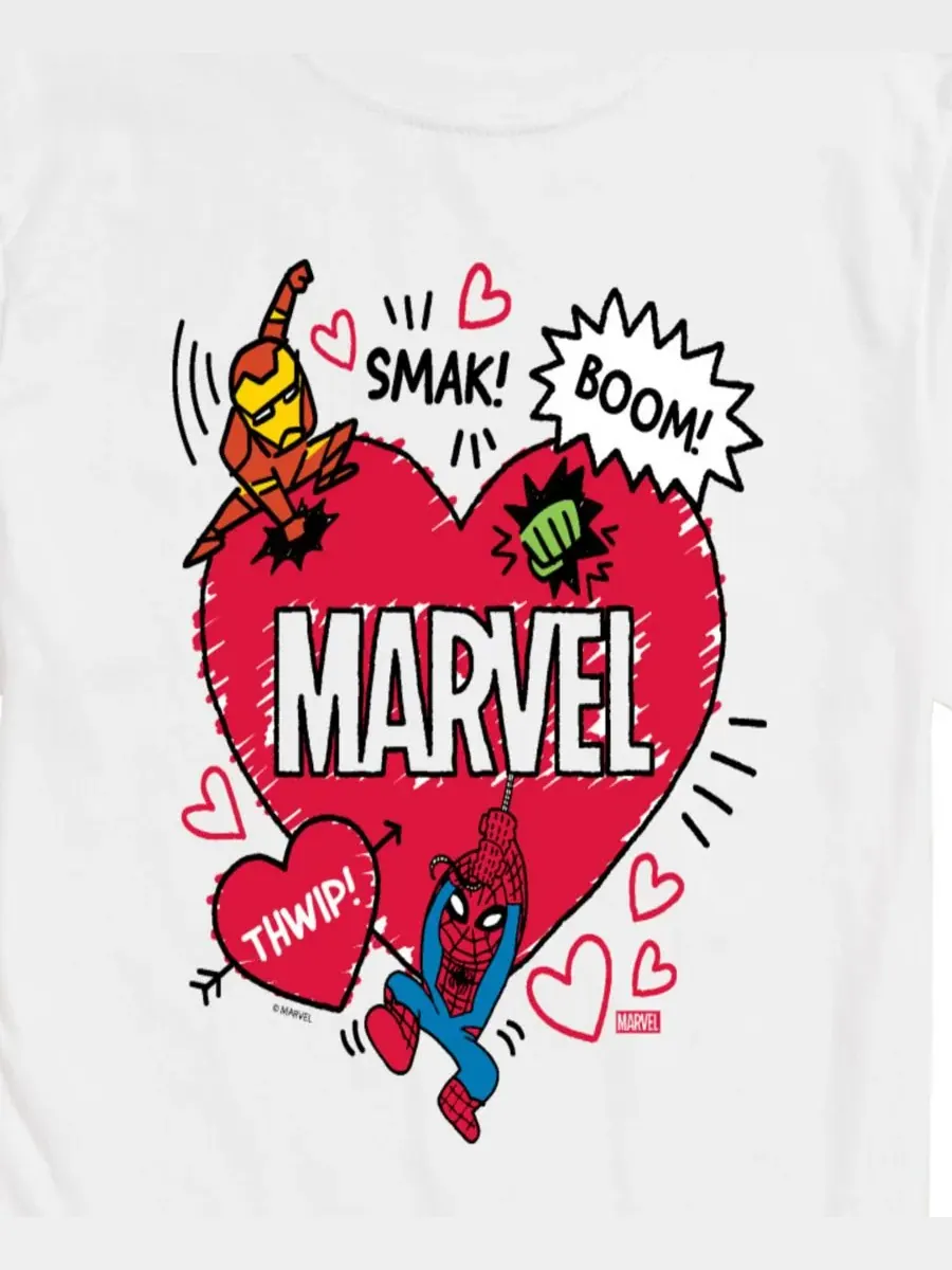 Мужская футболка с коротким рукавом и принтом Marvel Avengers ко Дню святого Валентина AIRWAVES — изображение 3 из 3, белый
