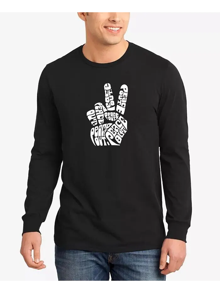 Мужская футболка с длинным рукавом Word Art Peace Out LA Pop Art — изображение 1 из 3, черный