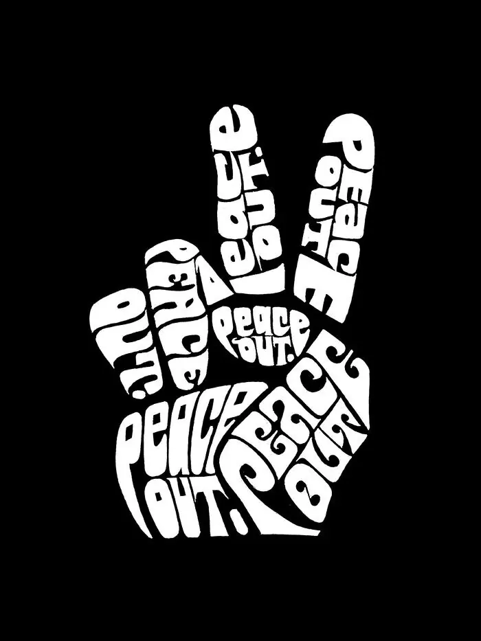 Мужская футболка с длинным рукавом Word Art Peace Out LA Pop Art — изображение 3 из 3, черный