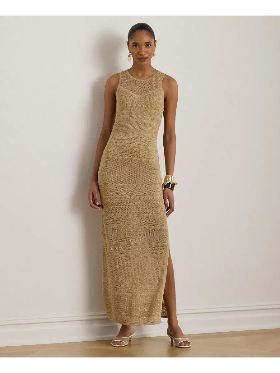 Женское длинное платье с круглым вырезом Lauren Ralph Lauren
