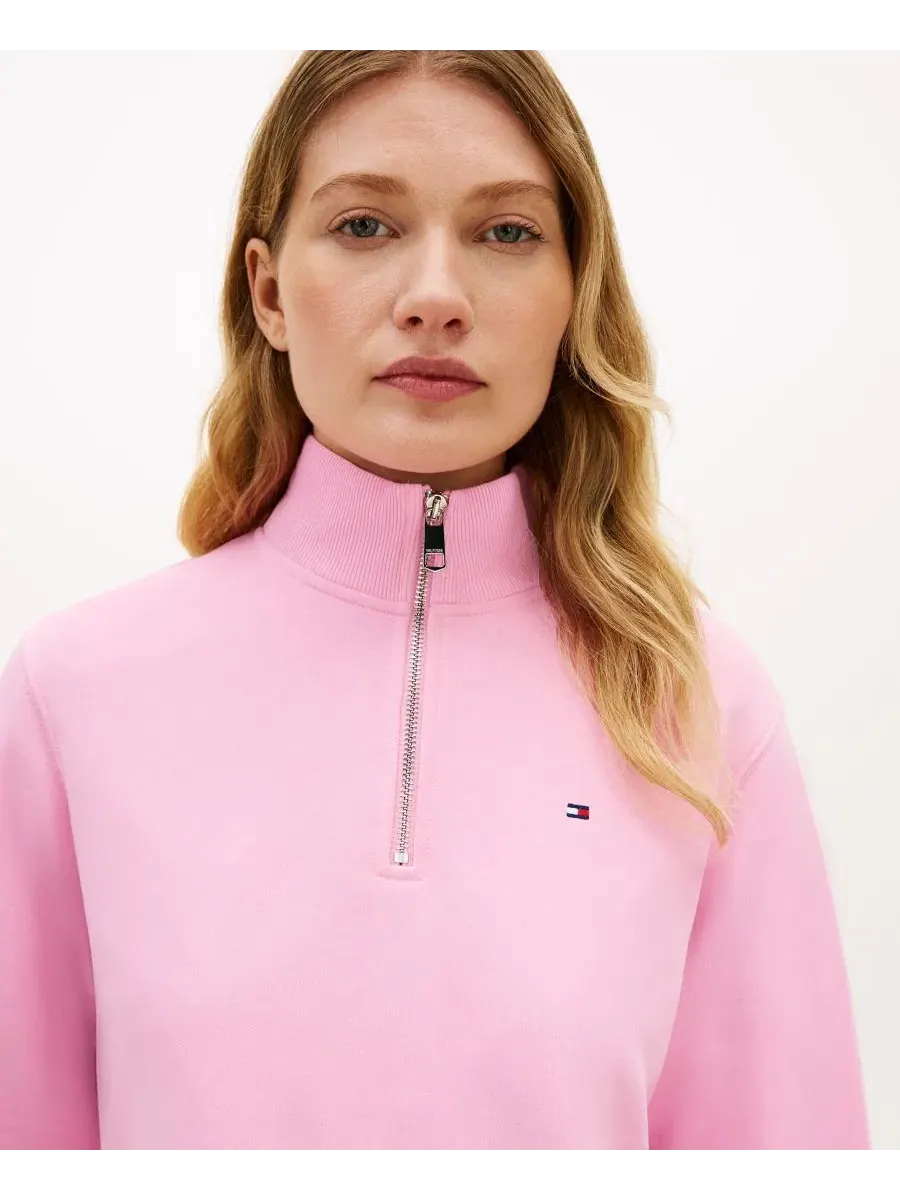 Женская толстовка с застежкой-молнией до середины груди Tommy Hilfiger — изображение 3 из 4, розовый