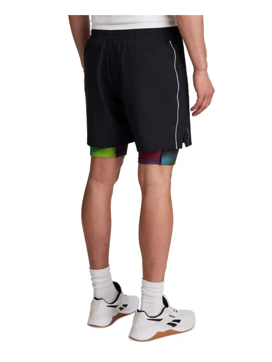 Мужские беговые шорты Run Distort Duo Woven Shorts Reebok — изображение 4 из 4, черный мульти