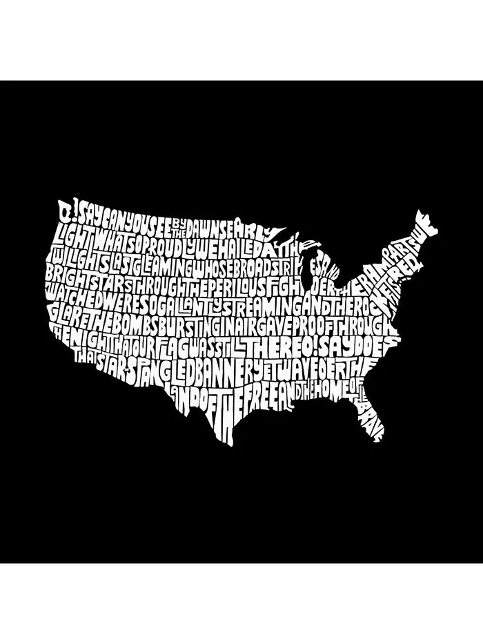 Мужская футболка премиум-класса Word Art — звездно-полосатый баннер LA Pop Art — изображение 2 из 2, черный