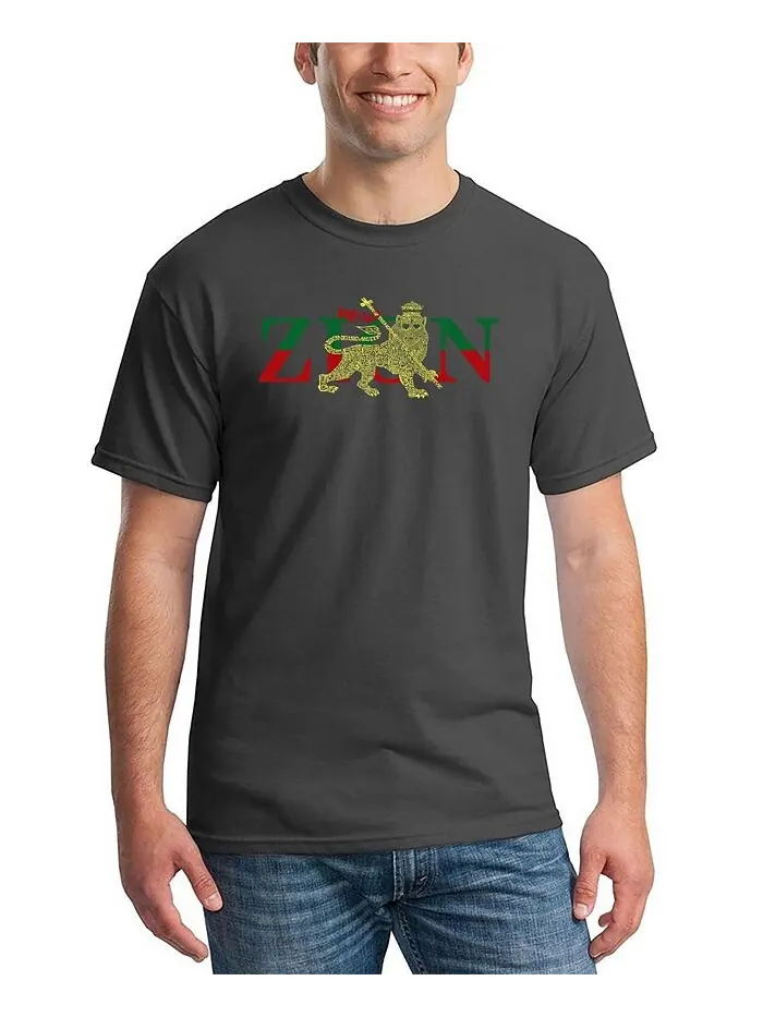 Мужская футболка Zion - One Love Word Art LA Pop Art — изображение 1 из 2, серый