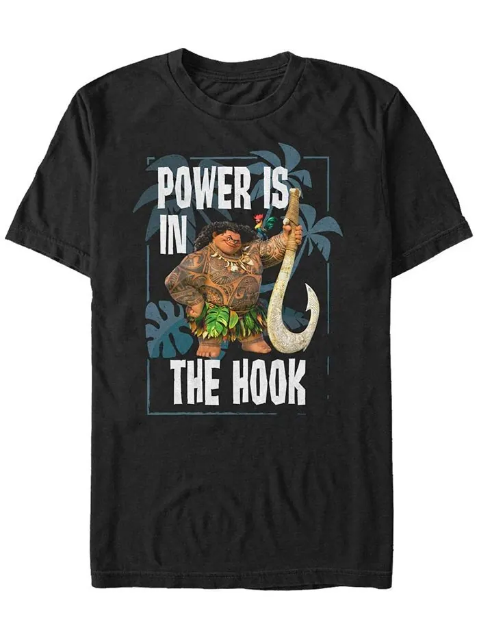 Мужская футболка с коротким рукавом Moana Maui Power is in the Hook от Disney Disney Fifth Sun — изображение 1 из 1, черный