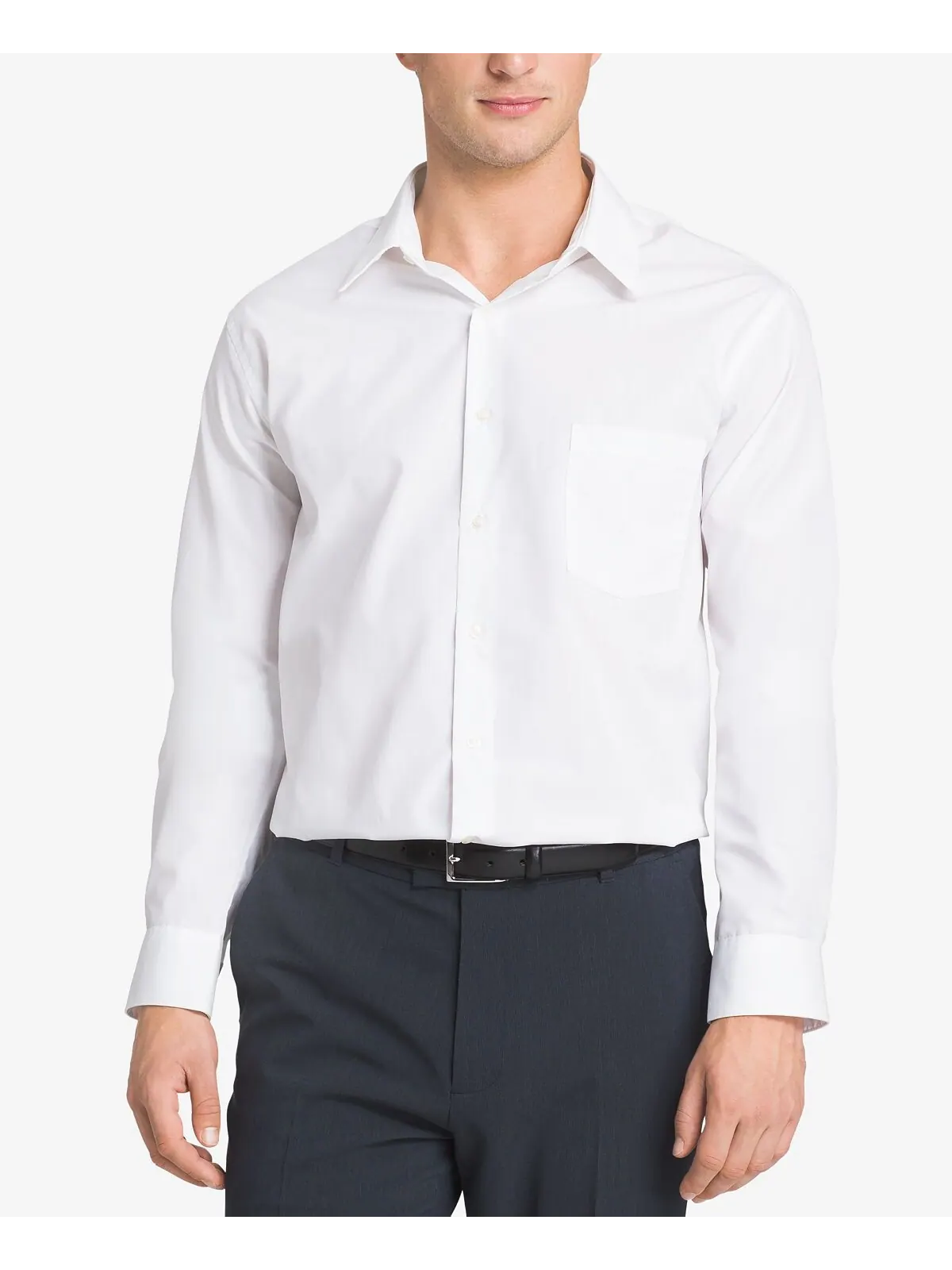 Мужская рубашка классического кроя из поплина с заостренным воротником Van Heusen — изображение 2 из 4, белый