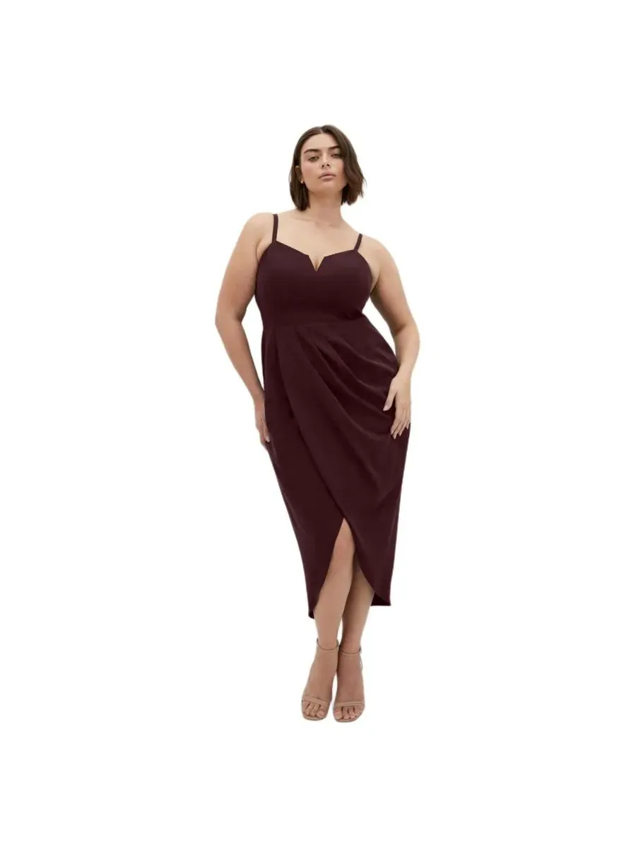Женское платье Sassy Flex Fit Tulip V CITY CHIC — изображение 1 из 4, коричневый