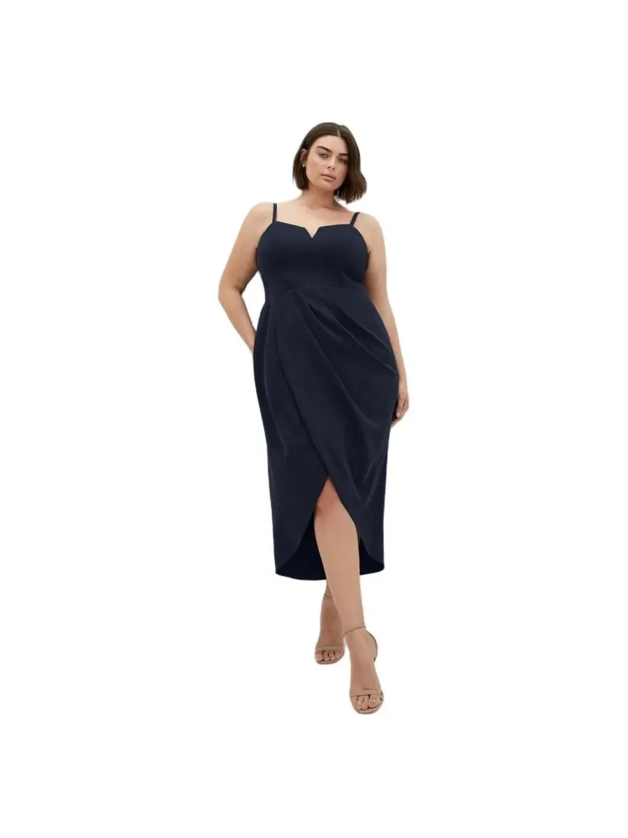 Женское платье Sassy Flex Fit Tulip V CITY CHIC — изображение 1 из 4, темно-синий