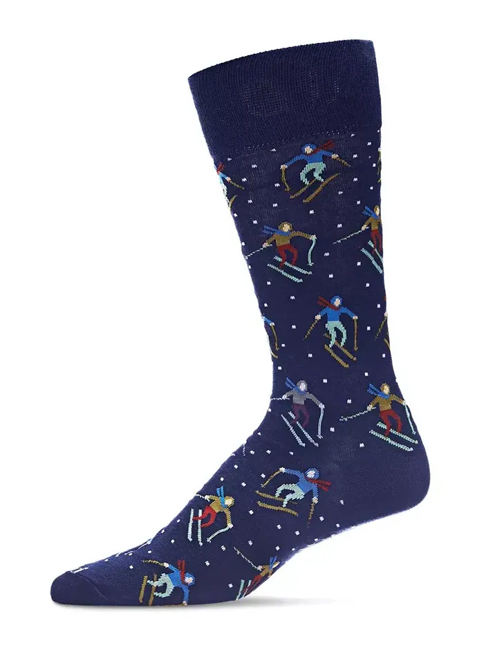 Мужские носки с принтом Skiers Paradise Novelty Crew MeMoi — изображение 1 из 3, темно-синий