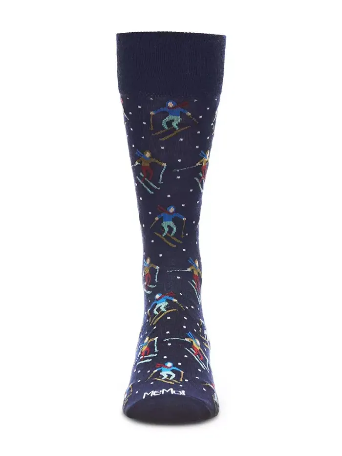 Мужские носки с принтом Skiers Paradise Novelty Crew MeMoi — изображение 2 из 3, темно-синий