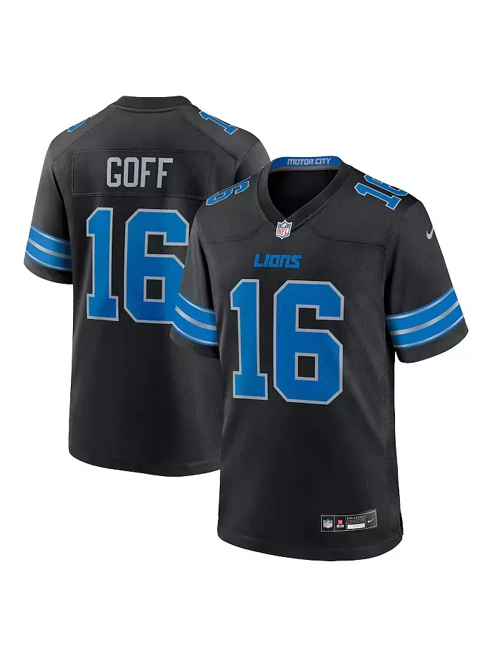 Футболка игровая альтернативная Nike для мужчин Jared Goff Detroit Lions 2nd Alternate Fanatics — изображение 1 из 3, черный