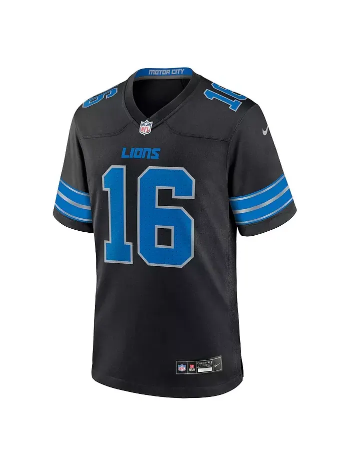 Футболка игровая альтернативная Nike для мужчин Jared Goff Detroit Lions 2nd Alternate Fanatics — изображение 2 из 3, черный