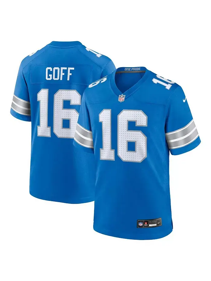 Футболка игровая альтернативная Nike для мужчин Jared Goff Detroit Lions 2nd Alternate Fanatics — изображение 1 из 5, синий