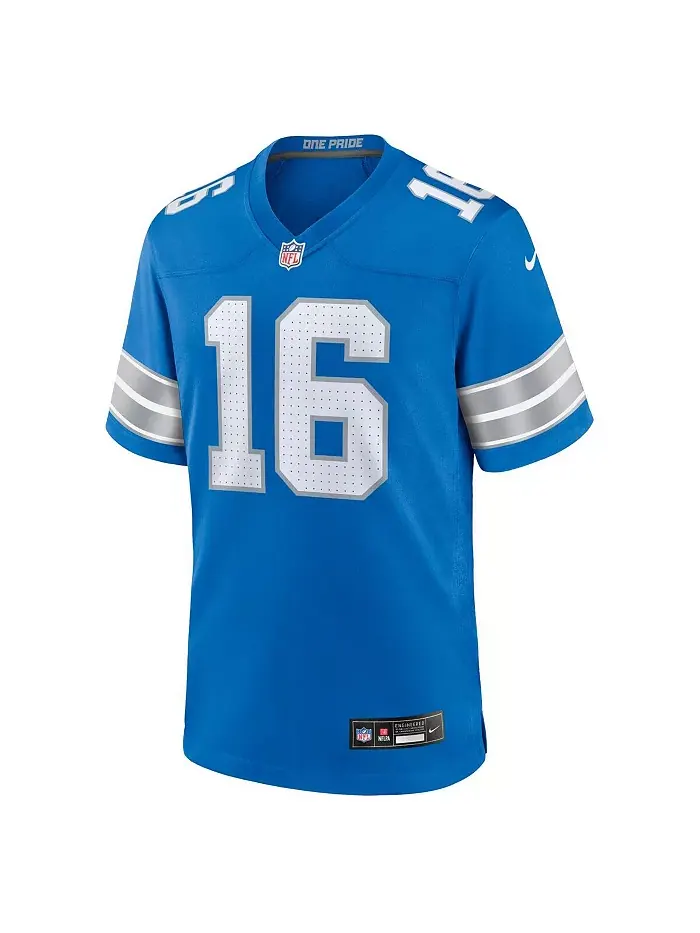 Футболка игровая альтернативная Nike для мужчин Jared Goff Detroit Lions 2nd Alternate Fanatics — изображение 2 из 5, синий