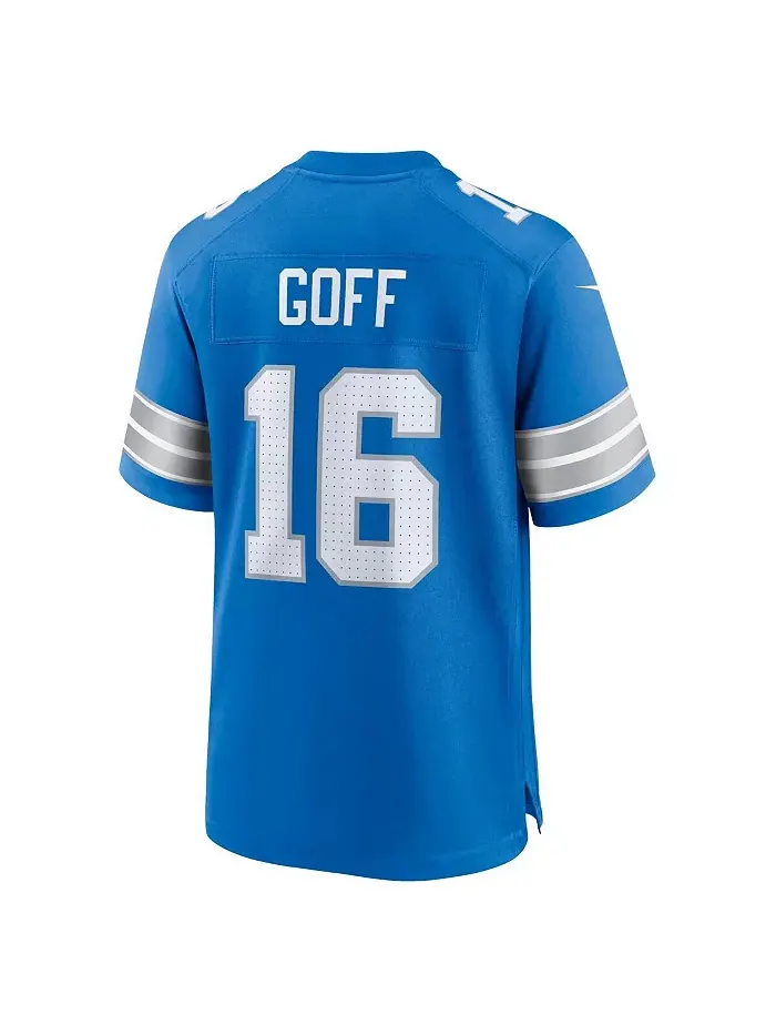 Футболка игровая альтернативная Nike для мужчин Jared Goff Detroit Lions 2nd Alternate Fanatics — изображение 3 из 5, синий