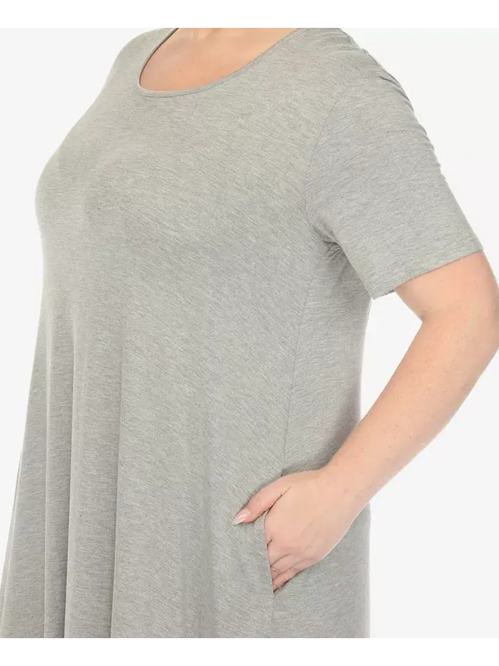 Платье миди с карманами и короткими рукавами Plus Size Swing White Mark — изображение 4 из 4, серый