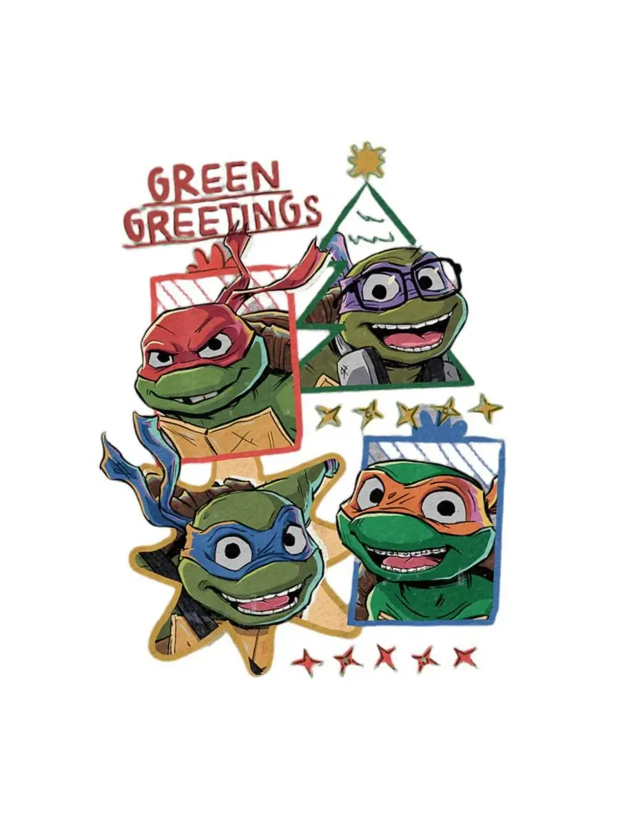 Футболка с принтом Men's Mayhem Christmas Greetings Teenage Mutant Ninja Turtles — изображение 3 из 3, приглушенный