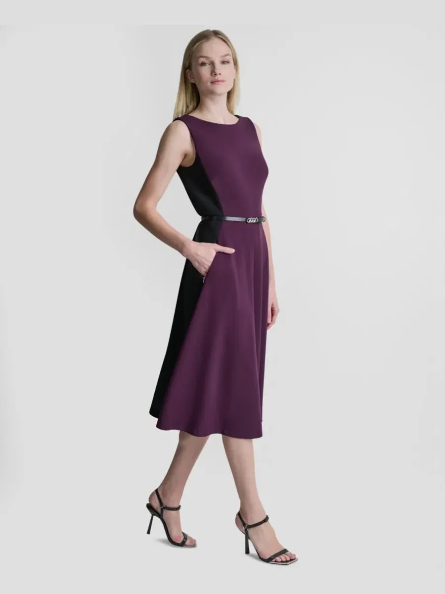 Платье миди без рукавов с поясом DKNY — изображение 2 из 4, черный