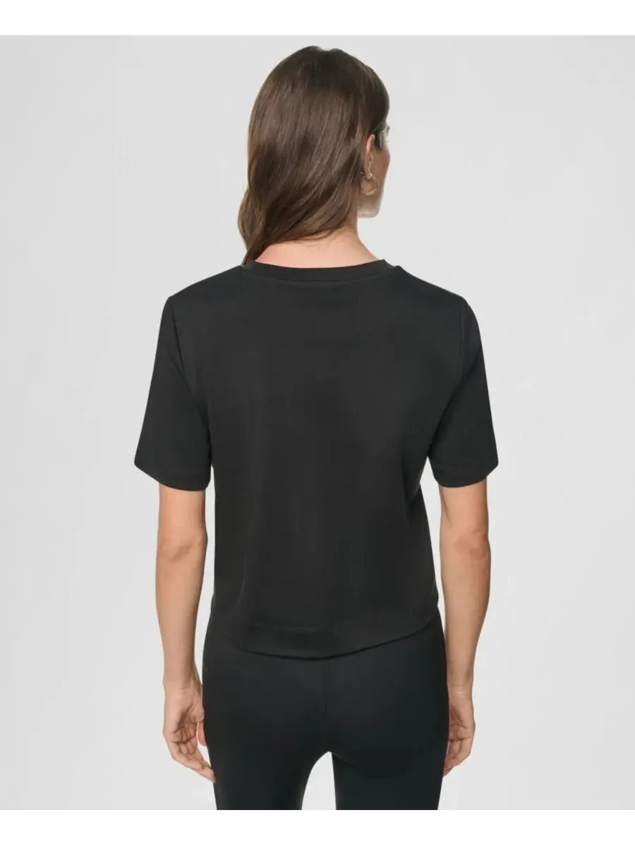 Женский топ с животным принтом и коротким рукавом DKNY — изображение 5 из 5, черный