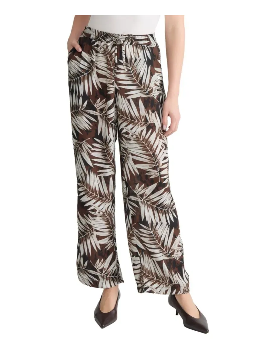 Брюки-пальма с принтом, модель Petite Palm Printed Wide-Leg Pull-On Jones New York — изображение 1 из 3, мульти