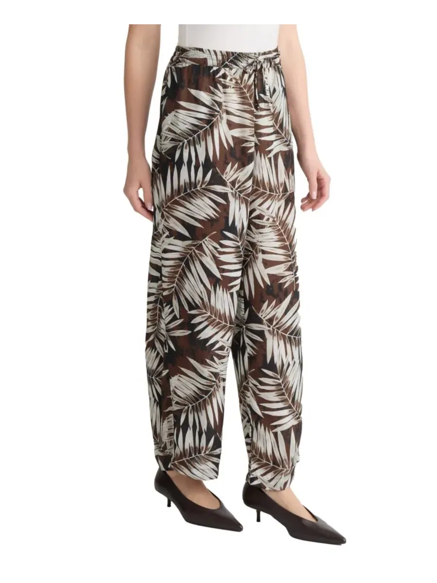 Брюки-пальма с принтом, модель Petite Palm Printed Wide-Leg Pull-On Jones New York — изображение 2 из 3, мульти