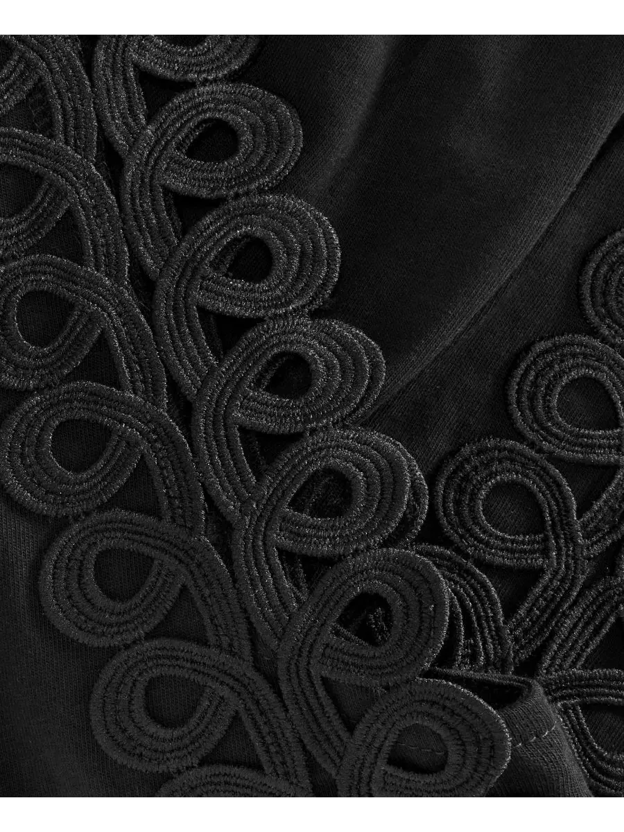 Топ с кап-рукавами и эластичным низом, модель Flutter-Sleeve Bubble Hem On 34th — изображение 6 из 7, глубокий черный