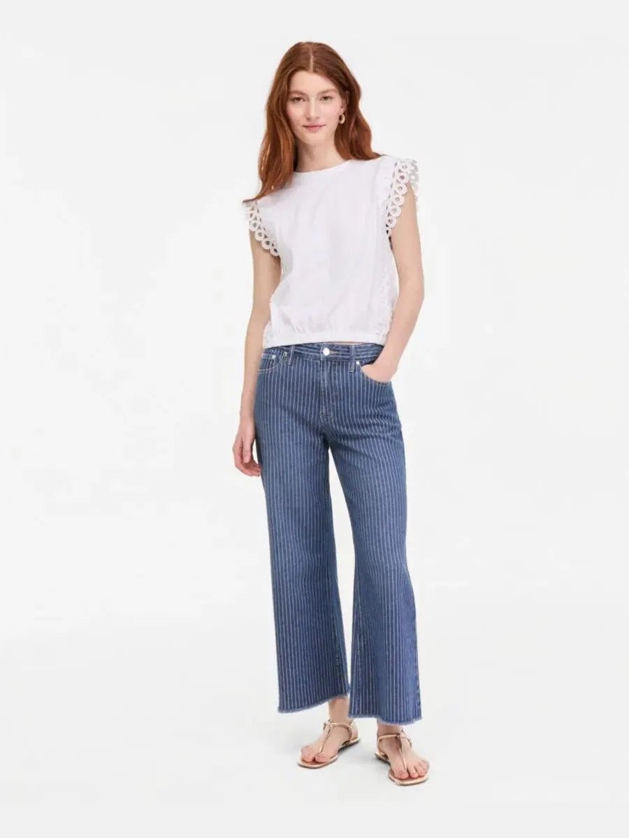 Женский топ с кап-рукавами и эластичным низом Flutter-Sleeve Bubble Hem On 34th — изображение 3 из 4, яркий белый