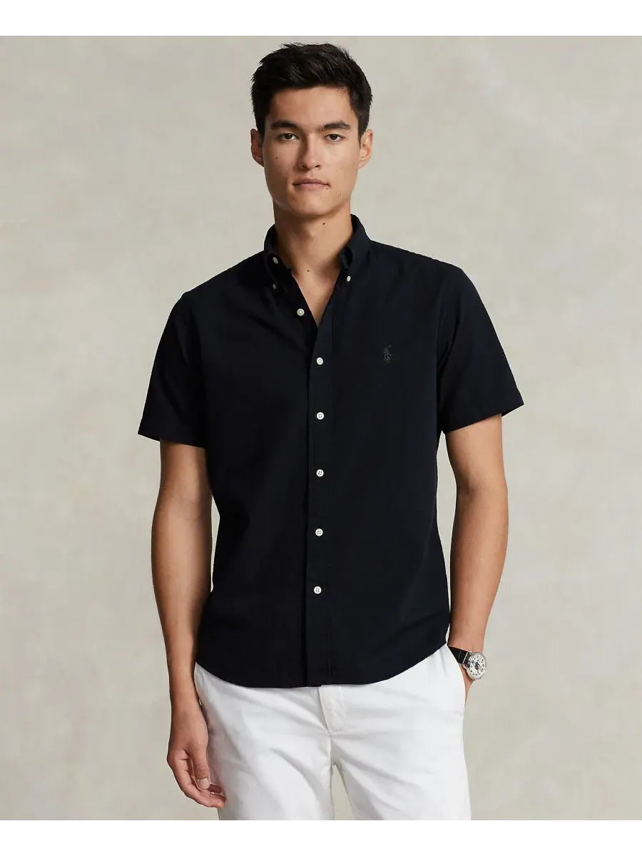 Рубашка классического кроя из сисака с коротким рукавом RL Prepster Polo Ralph Lauren — изображение 2 из 9, черный