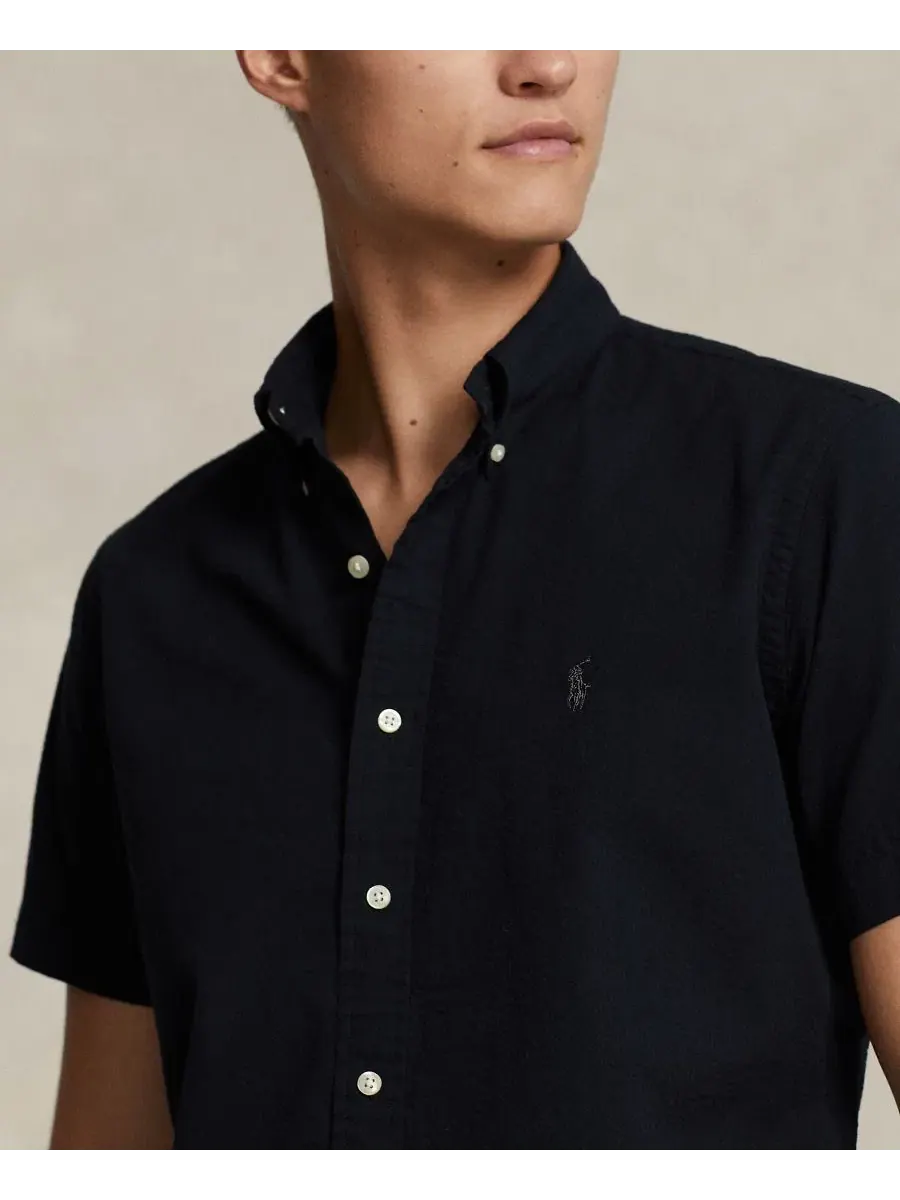 Рубашка классического кроя из сисака с коротким рукавом RL Prepster Polo Ralph Lauren — изображение 4 из 9, черный