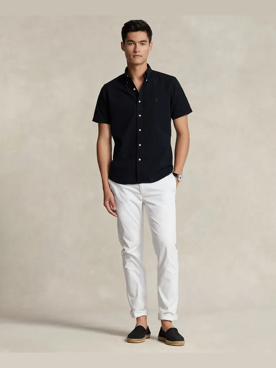 Рубашка классического кроя из сисака с коротким рукавом RL Prepster Polo Ralph Lauren — изображение 5 из 9, черный
