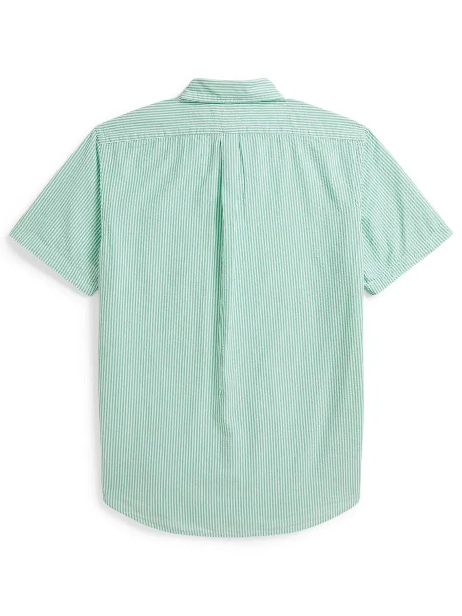 Рубашка из сисака хлопковая классического кроя RL Prepster Polo Ralph Lauren — изображение 2 из 7, зеленый/белый