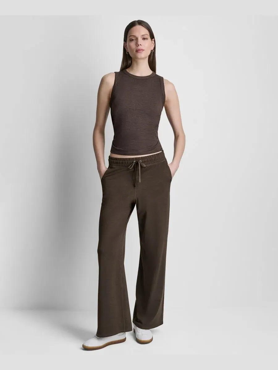Топ с круглым вырезом из спейс-дайка DKNY Sport, Espresso Spacedye — изображение 2 из 4, бежевый