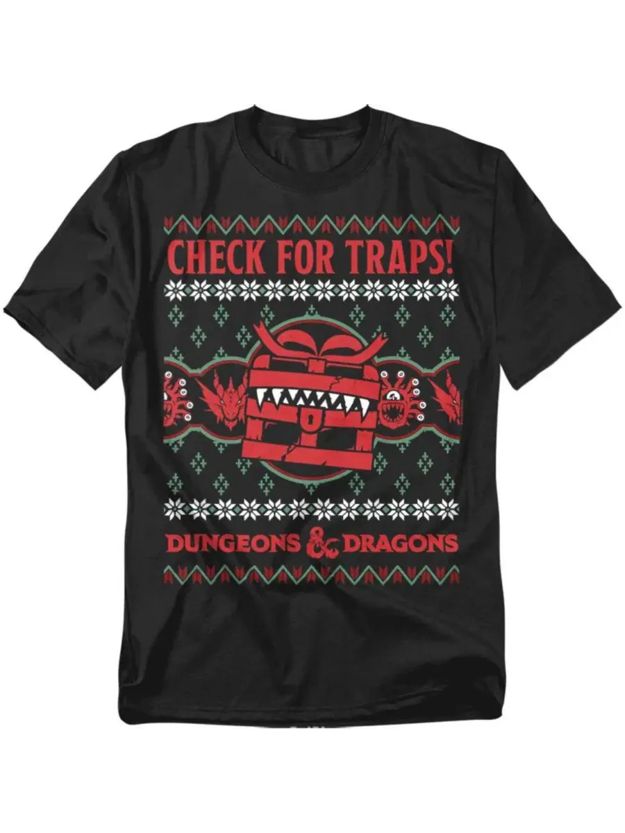Футболка с длинным рукавом с принтом Check For Traps D&D — изображение 1 из 3, черный