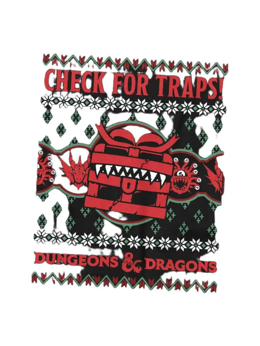 Футболка с длинным рукавом с принтом Check For Traps D&D — изображение 3 из 3, черный