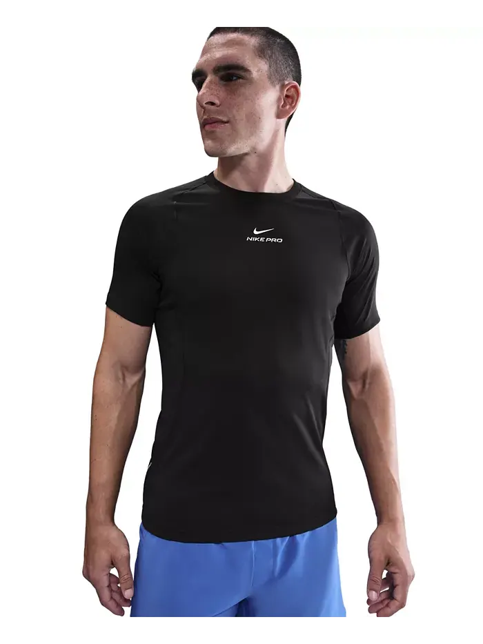 Мужская профессиональная тренировочная футболка Dri-Fit с коротким рукавом Nike — изображение 4 из 4, черный/белый