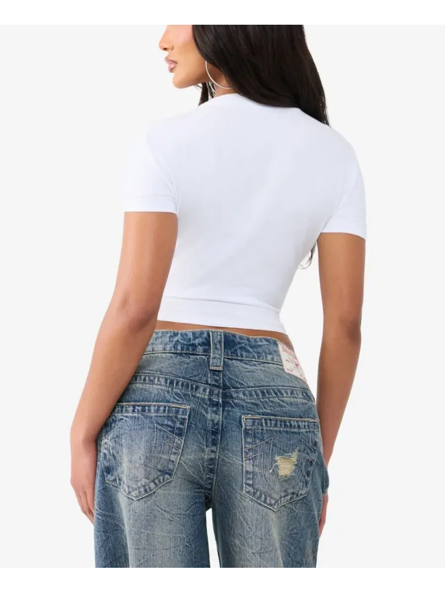 Футболка с кристальным принтом Crystal Baby True Religion — изображение 3 из 3, белый