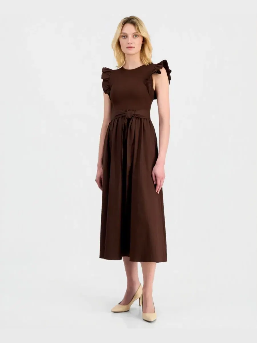 Платье миди без рукавов Mixed Knit Woven Anne Klein
