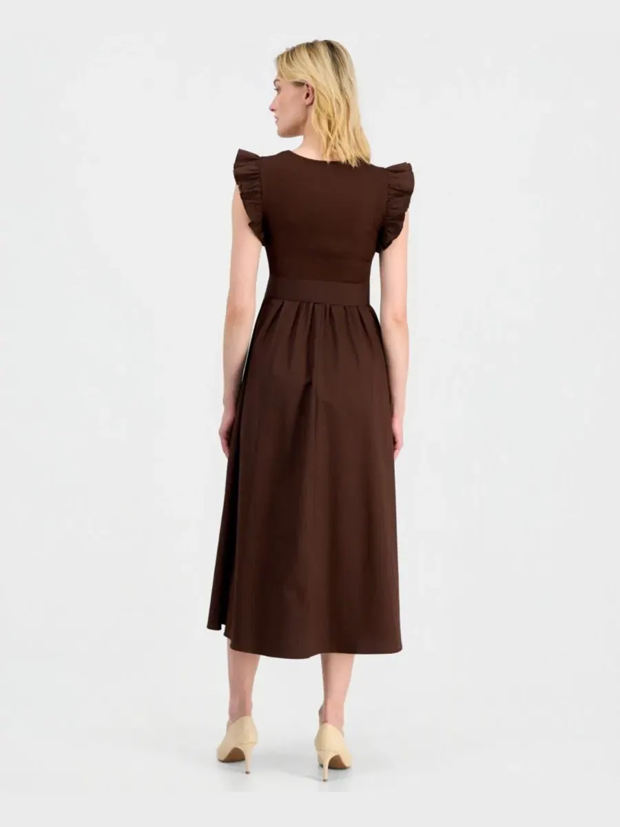 Платье миди без рукавов Mixed Knit Woven Anne Klein — изображение 5 из 5, коричневый