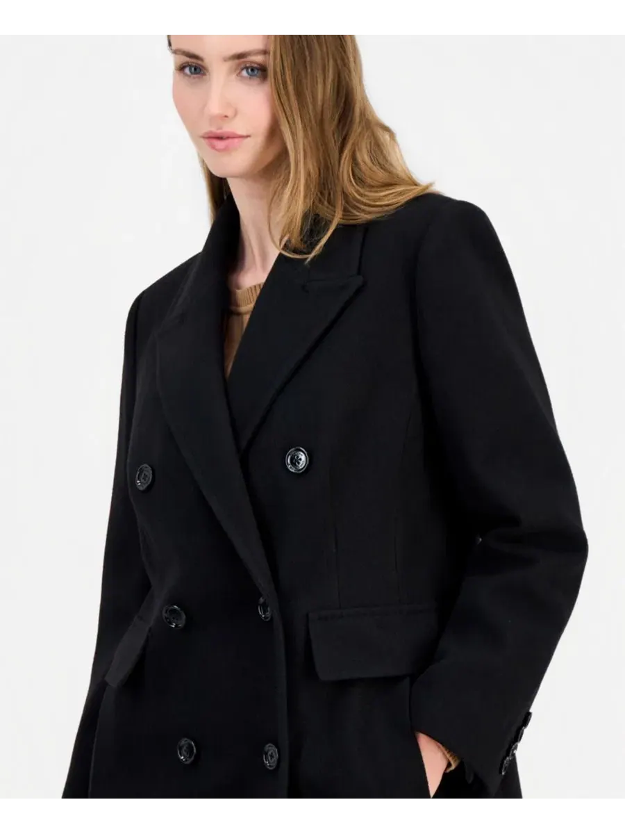 Пальто двубортное с пикающим швом Anne Klein — изображение 3 из 3, черный
